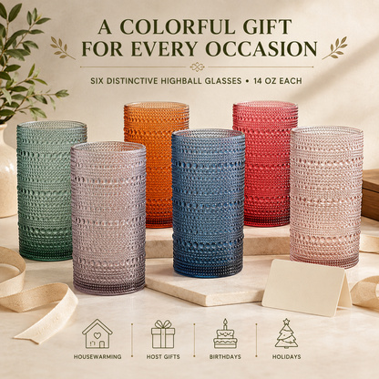 A set of six Eze Acrylic Hobnail Highball Glasses