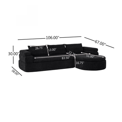 106-inch L-shaped black sectional sofa by HouseOfZazla with plush cushions on Tampa Home & Garden Store