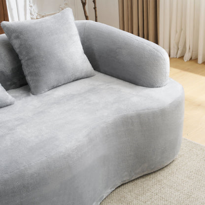 Modular L-Shape Sectional Sofa with curved chaise in light gray plush fabric HouseOfZazla on Tampa Home & Garden Store