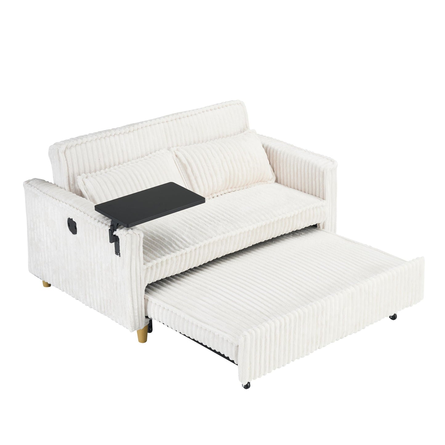 Pull Out Sofa With Movable Table and Usb Ports