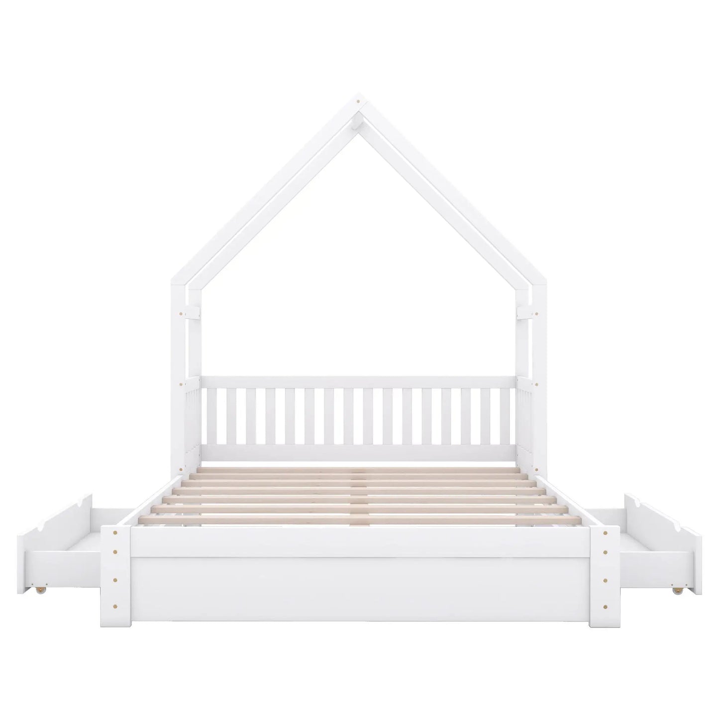 House Style Platform Bed Guardrail With Drawers
