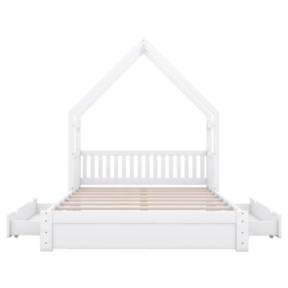 House Style Platform Bed Guardrail With Drawers