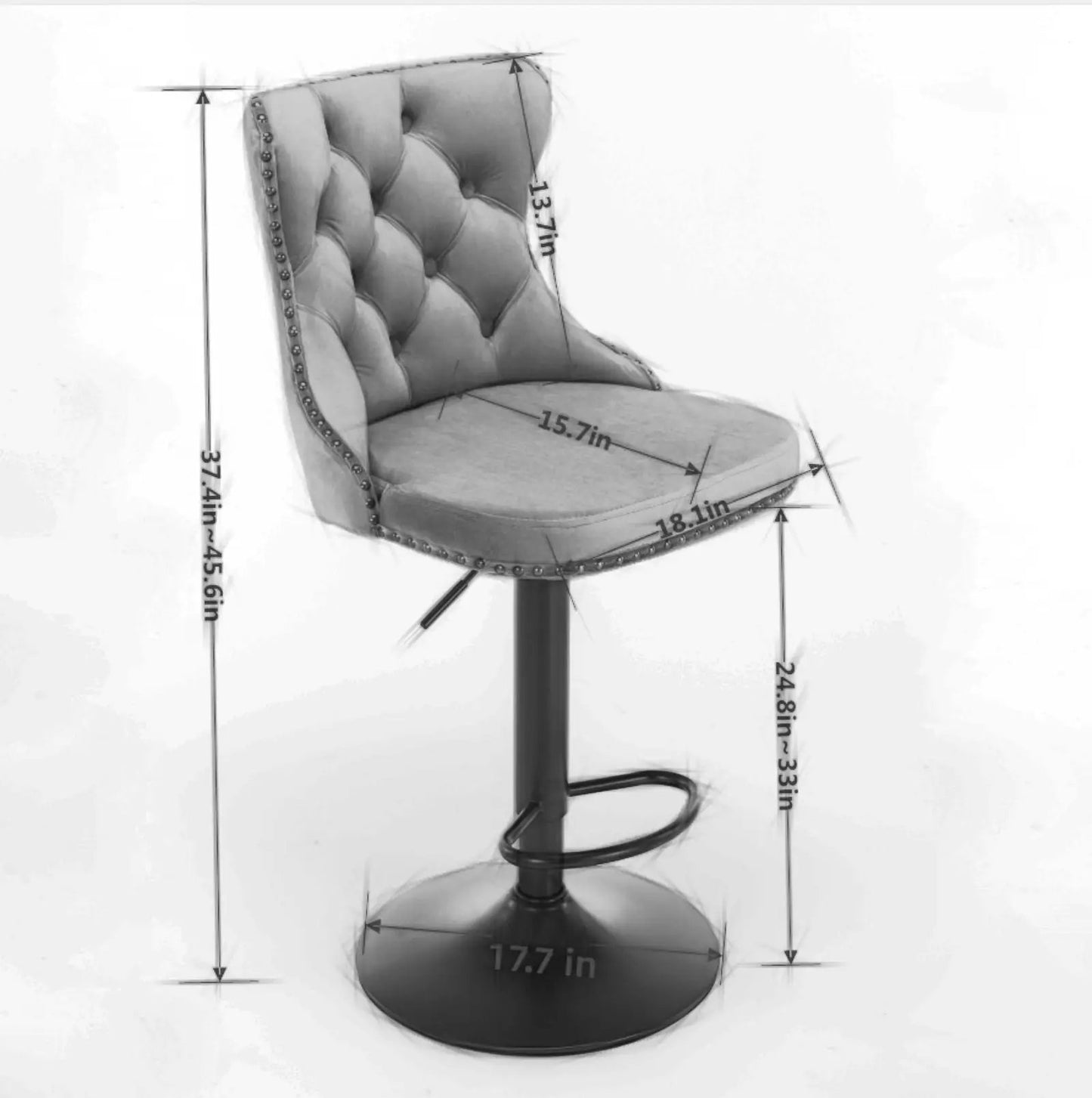 Swivel Bar Stools Adjustable Height Tufted Back