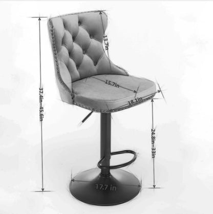 Swivel Bar Stools Adjustable Height Tufted Back