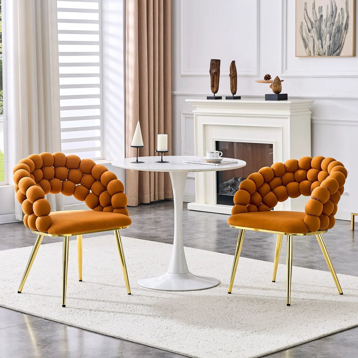 Puffy Bubble Ball Chain Dining Chairs Set of 2