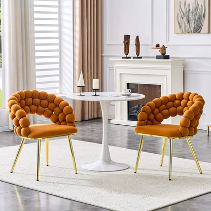 Puffy Bubble Ball Chain Dining Chairs Set of 2