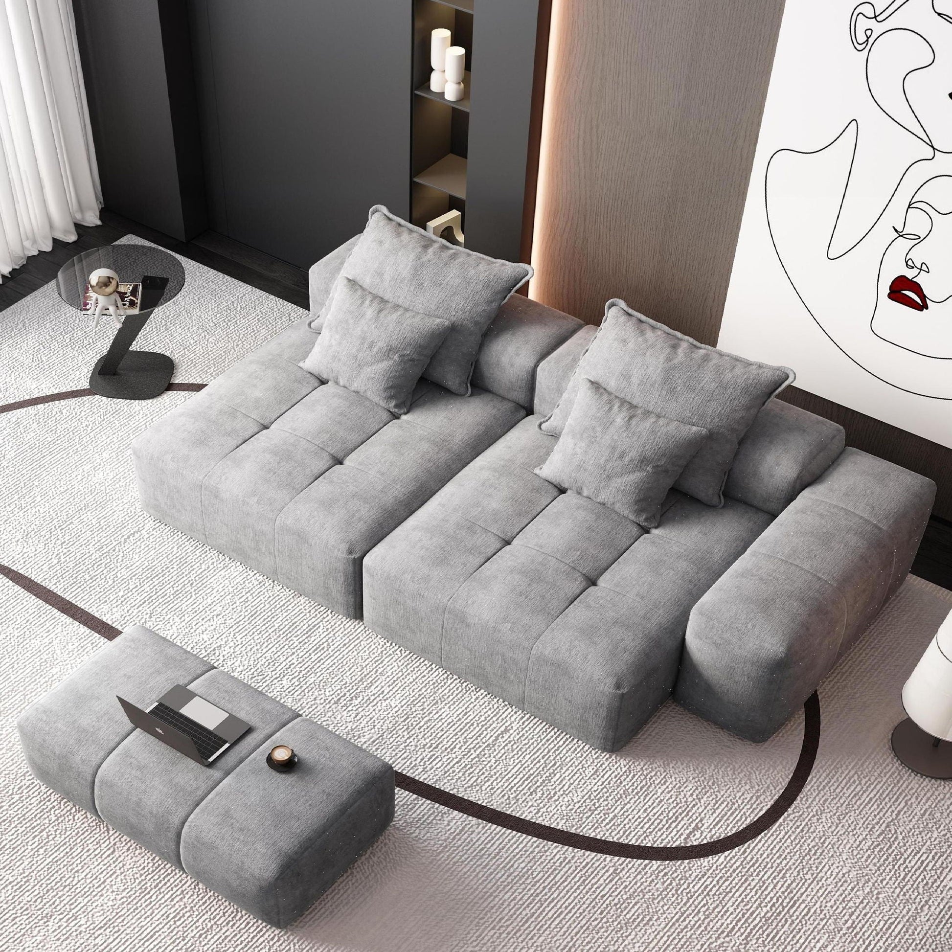 Modern oversized DIY modular sectional sofa with pillows in gray by HouseOfZazla on Tampa Home & Garden Store