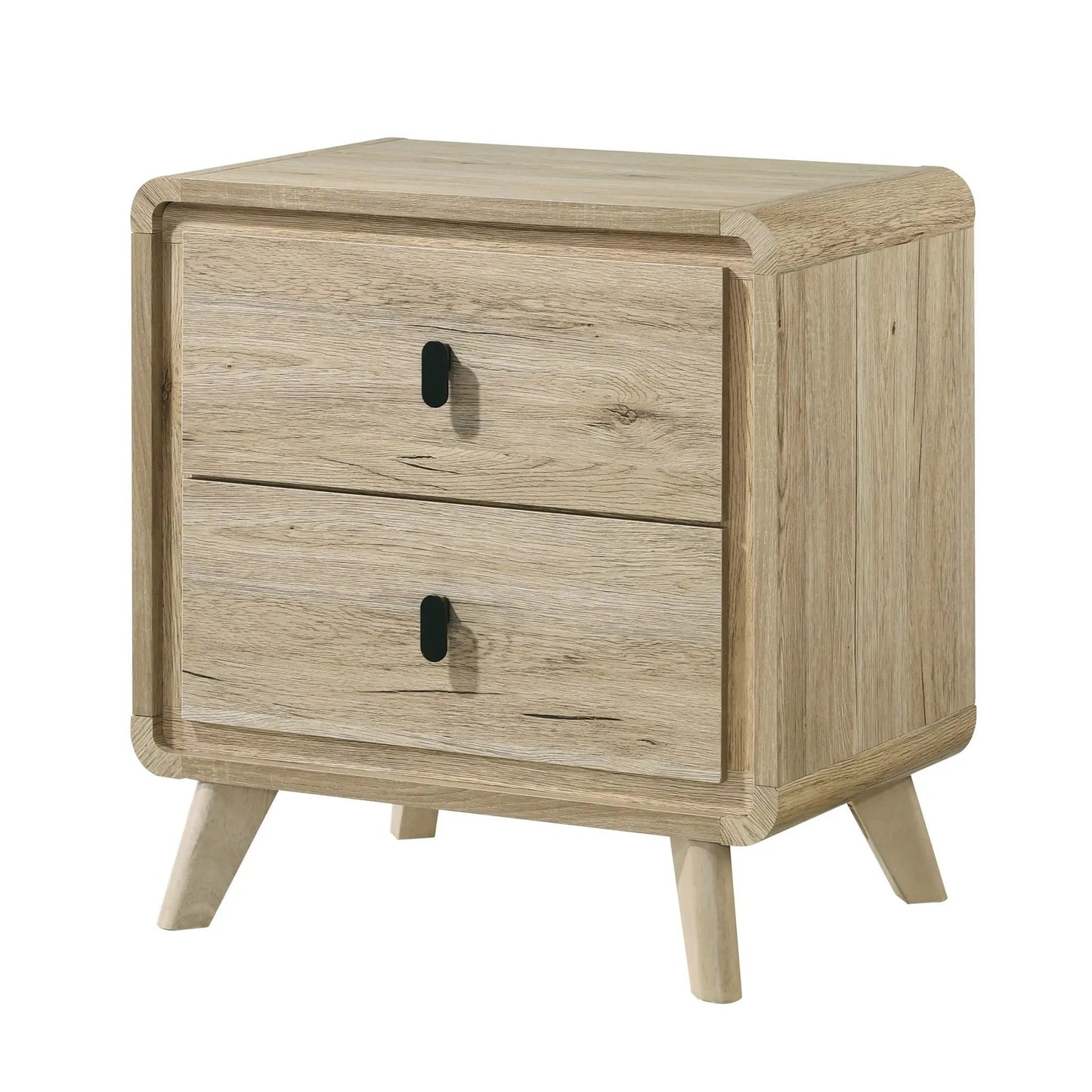 Mid-Century Nightstand and Two Drawers Beige