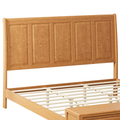 Modern Sleigh Bed with Tall Headboard and Bench