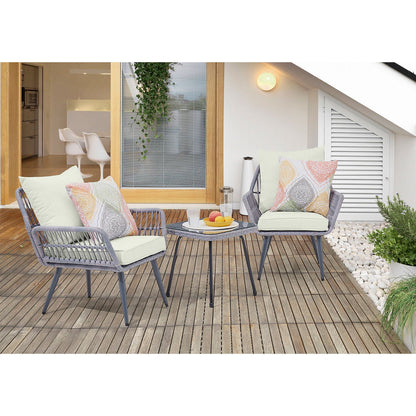 Modern Three Piece Outdoor Patio Conversation Set