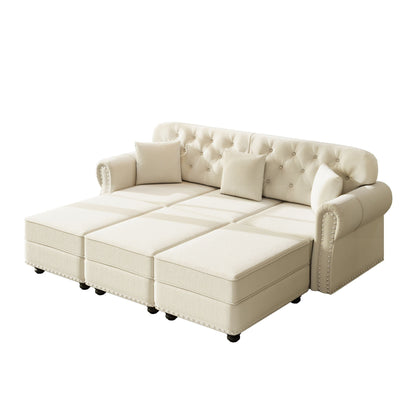 Upholstered Sofa Set with Nailhead and Pillows