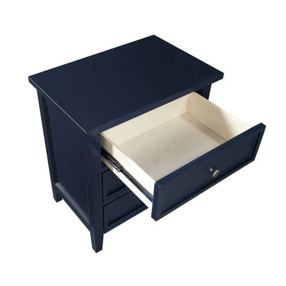 3 Drawer Nightstand with Metal Glides navy blue finish by HouseOfZazla, accent nightstand on Tampa Home & Garden Store
