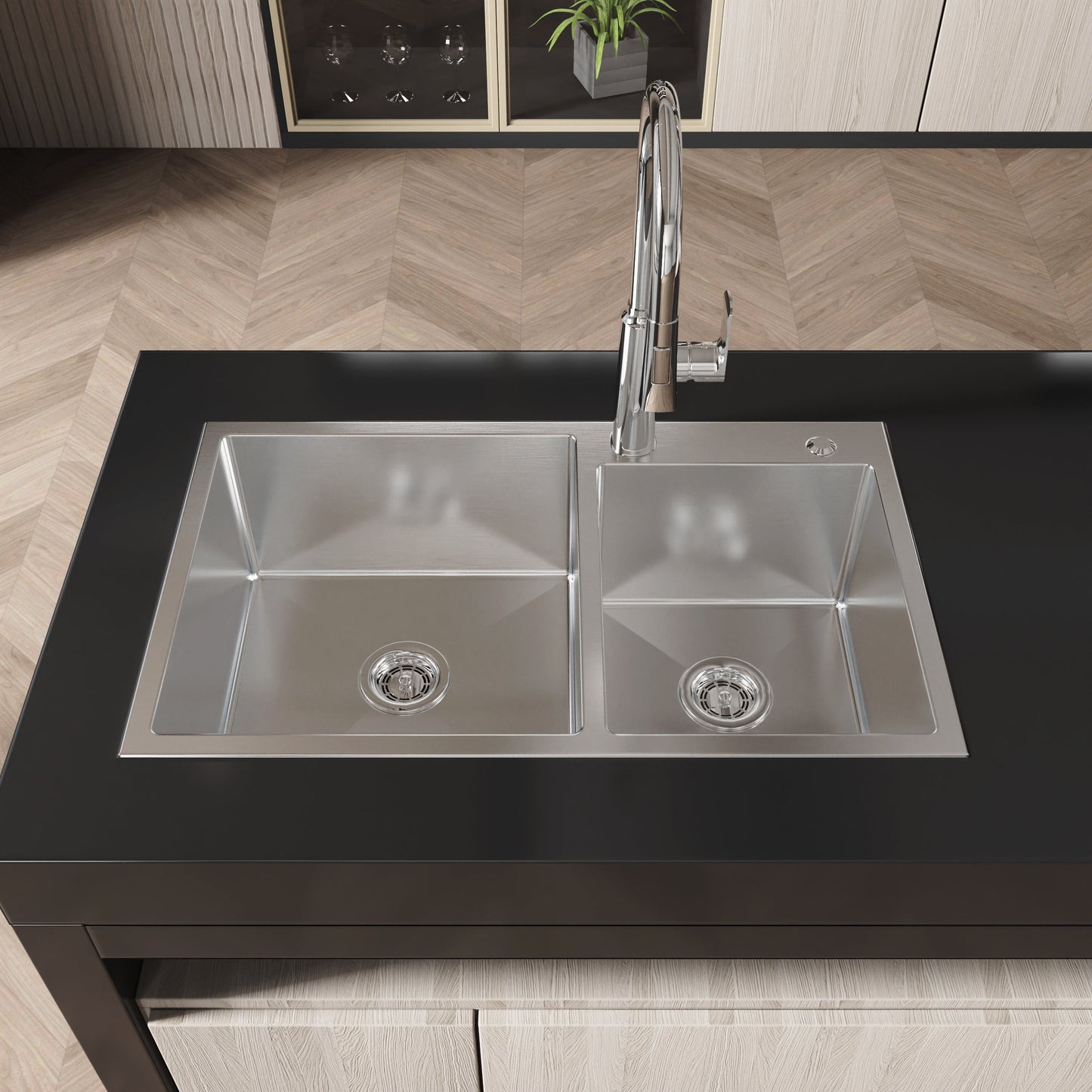 New Double Bowl Sink and a Brushed Nickel Finish