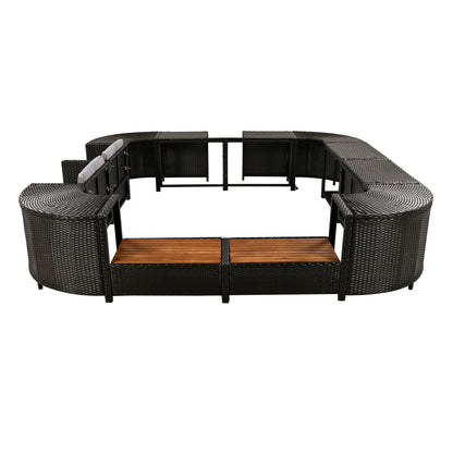 Outdoor Rattan Spa Frame and Modular Storage Seat