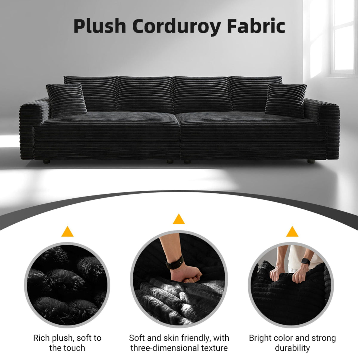 Convertible Sofa With Deep Seat and Pillows