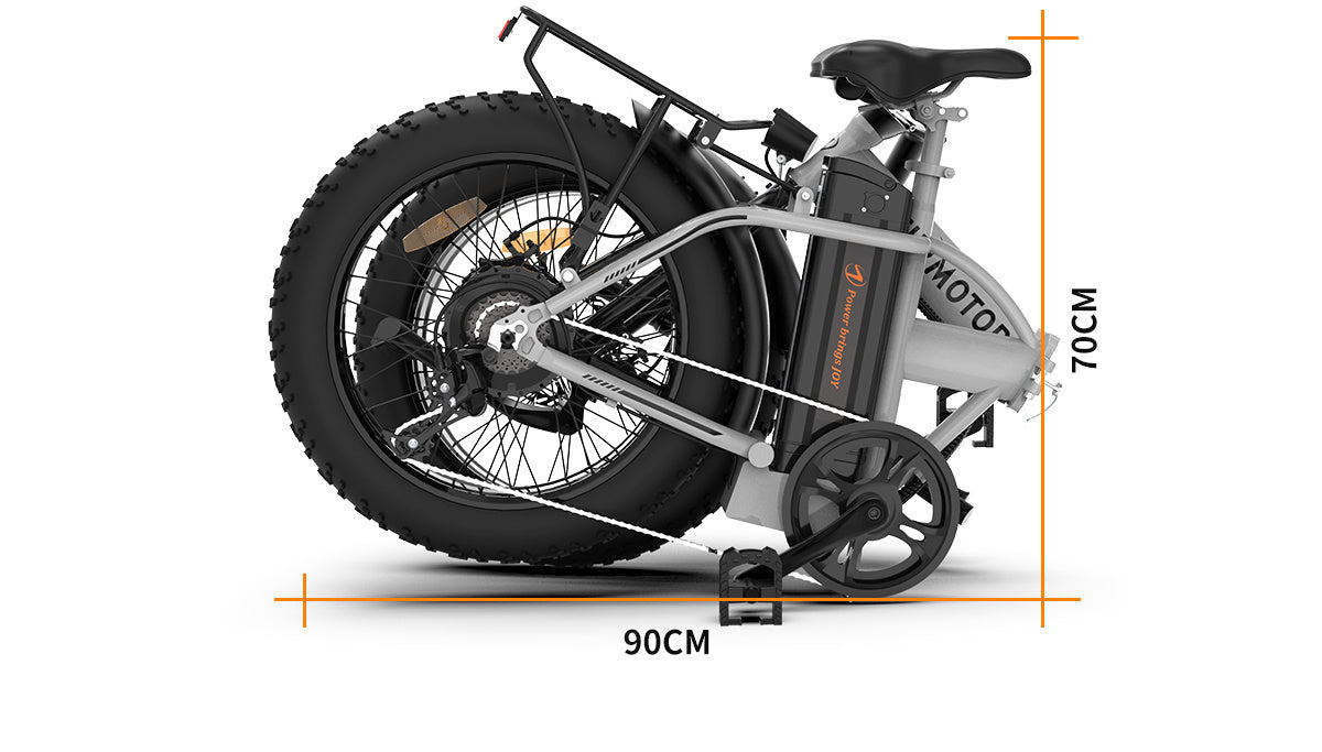 UpTrend Deals Foldable Electric Fat Tire Bike 20in with dual disc brakes and fenders, folded on Tampa Home & Garden Store