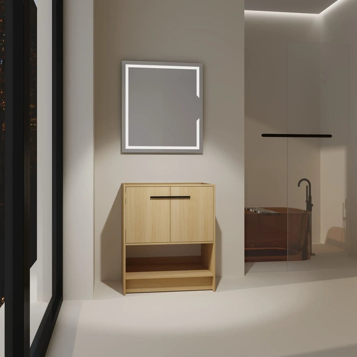 Sleek Freestanding Bathroom Vanity with Two Doors