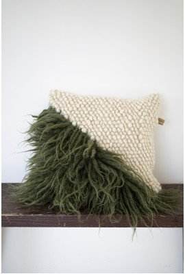 Pillow Forest Bark Creating Comfort: beige knitted pillow and forest green shag pillow (2-pack) on Tampa Home & Garden Store