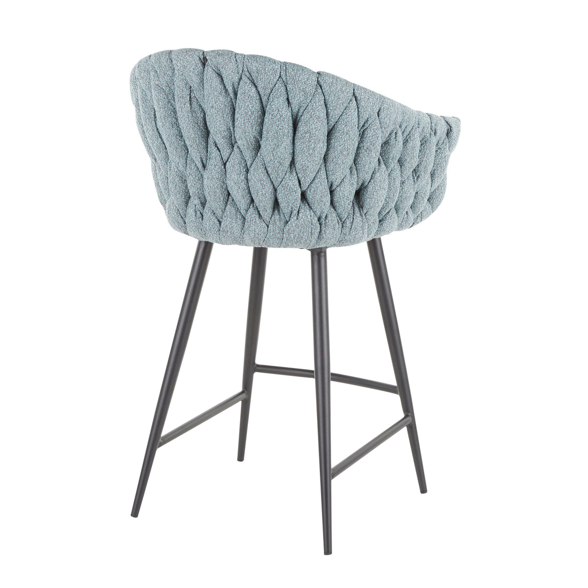 Braided counter-height chair with padded blue-gray bucket seat and dark legs on Tampa Home & Garden Store