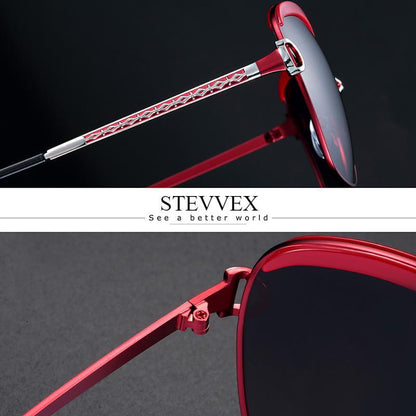 Sunglasses Stevvex polarized red frame with silver lattice temples and gradient lenses on Tampa Home & Garden Store