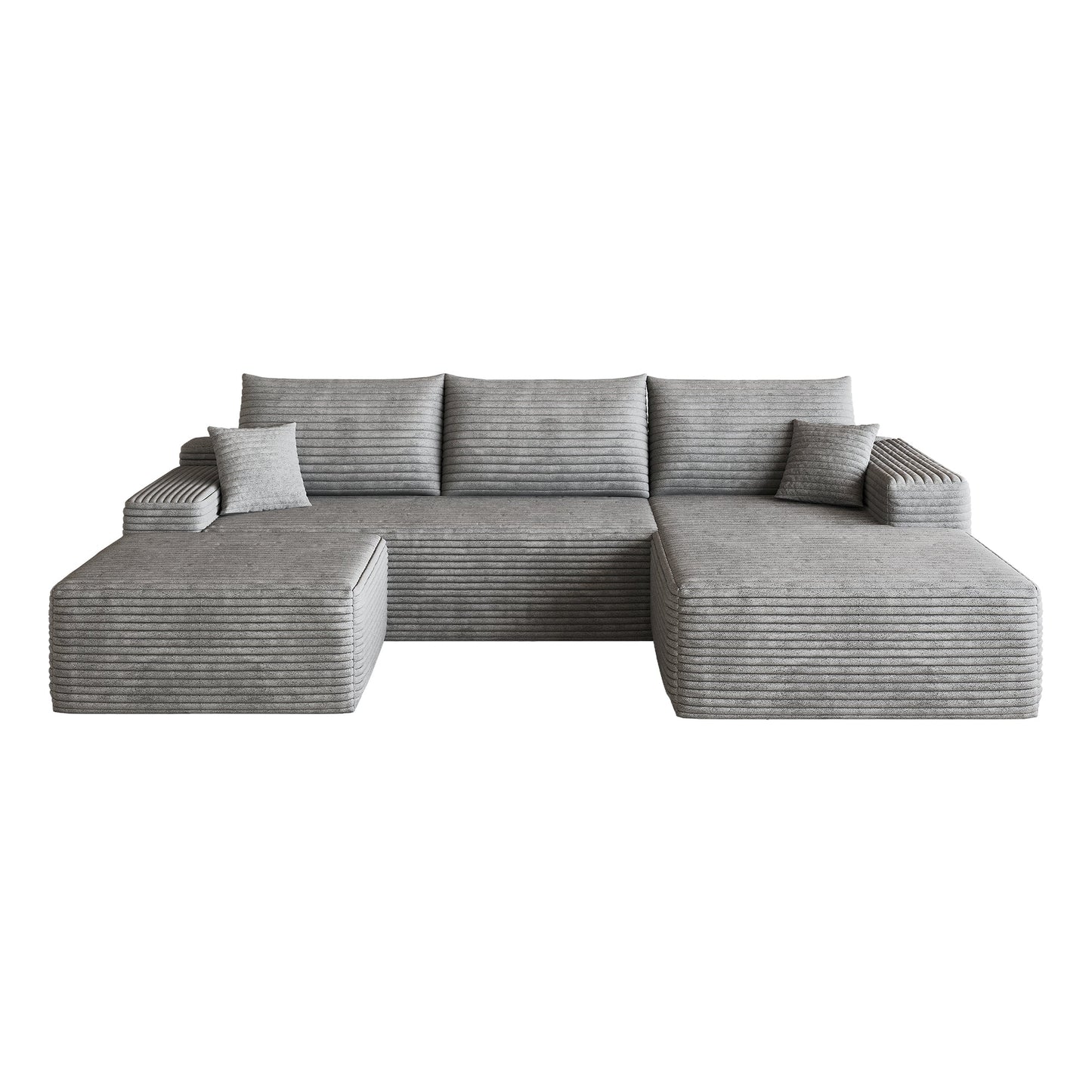107in Cloud Sectional Sofa with 1 Ottoman gray fabric upholstery by HouseOfZazla on Tampa Home & Garden Store