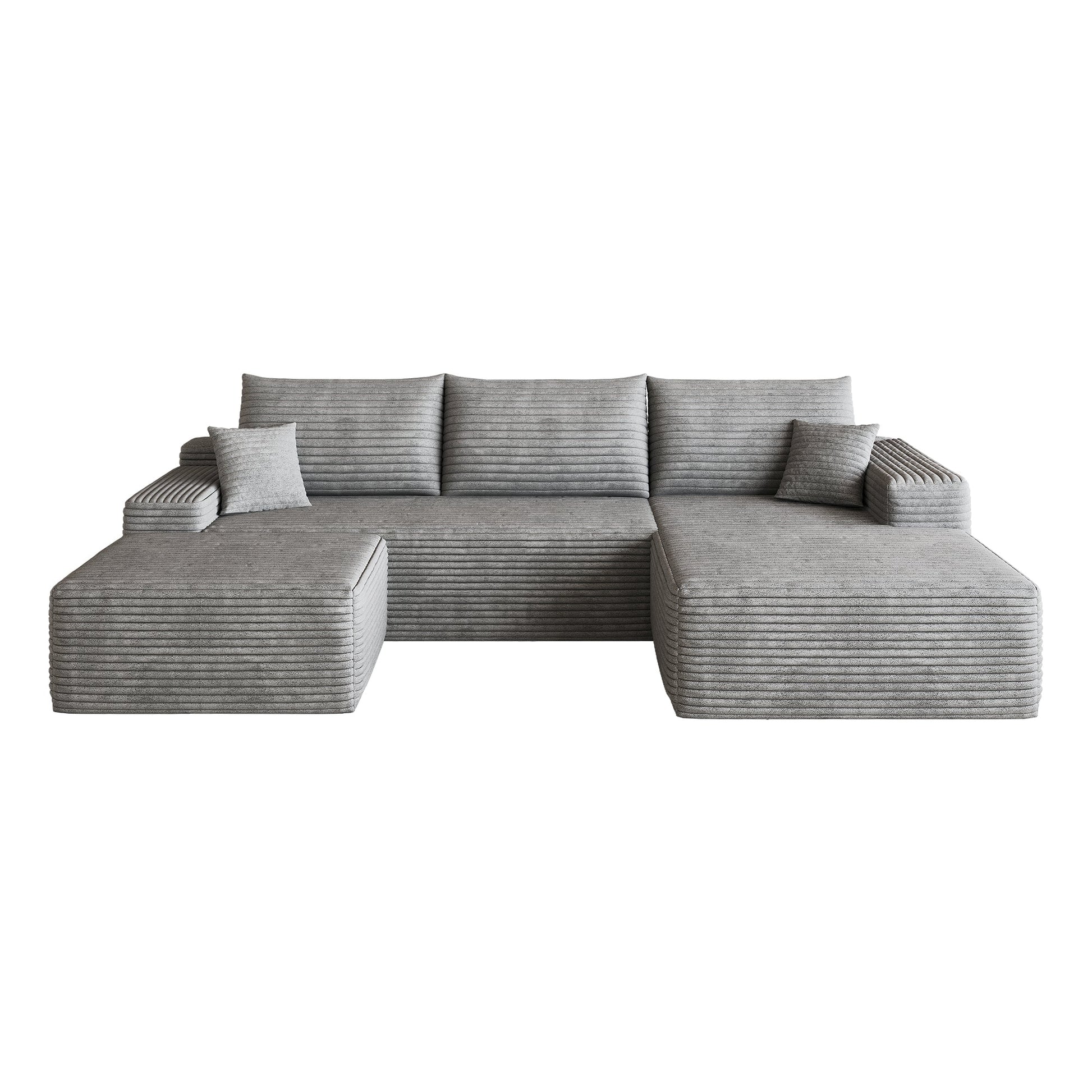 107in Cloud Sectional Sofa with 1 Ottoman gray fabric upholstery by HouseOfZazla on Tampa Home & Garden Store