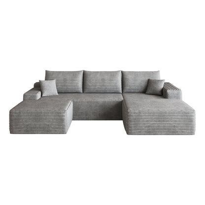 107in Cloud Sectional Sofa with 1 Ottoman gray fabric upholstery by HouseOfZazla on Tampa Home & Garden Store