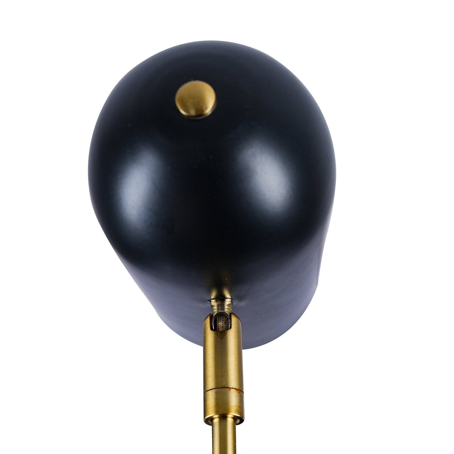 Lumora Table Lamp Black by HouseOfZazla with brass stem and round shade close-up on Tampa Home & Garden Store