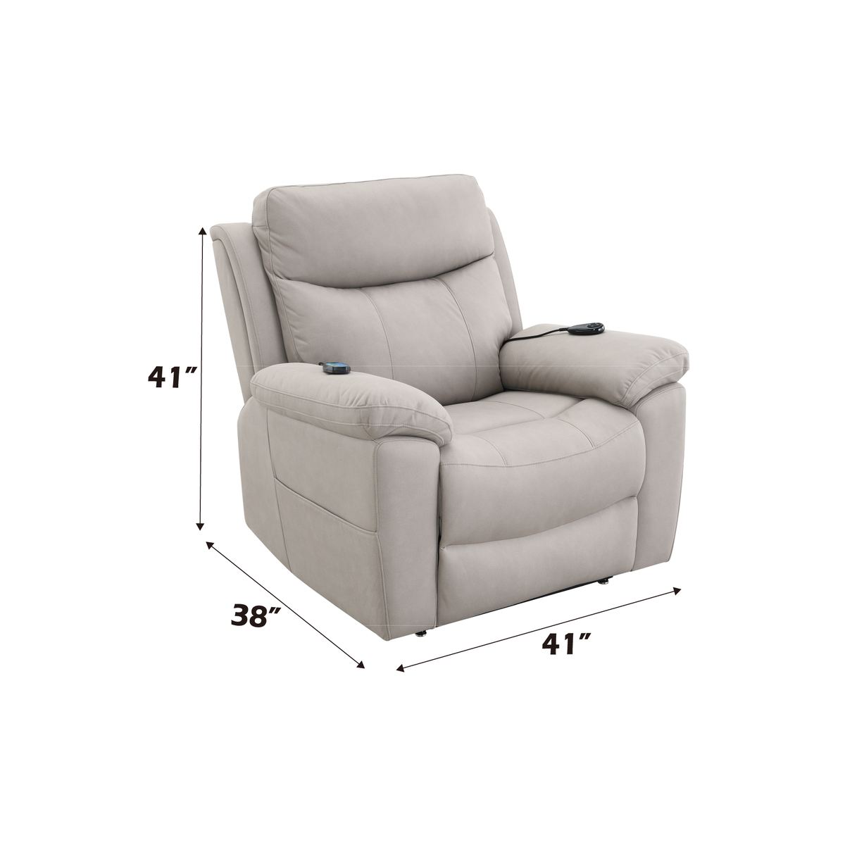 Chriki beige chenille power recliner with lift, heat, and massage by HouseOfZazla on Tampa Home & Garden Store