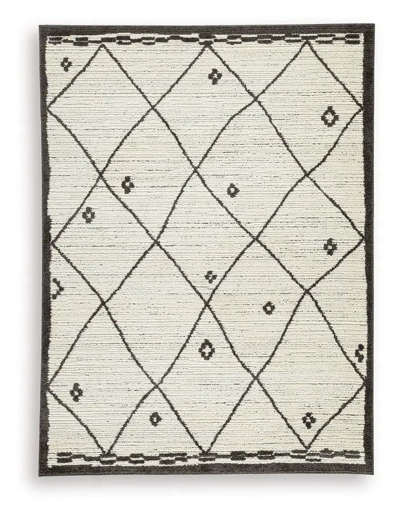 Fenriston rug cream area rug with dark brown diamond lattice border by Unique Piece Furniture on Tampa Home & Garden Store