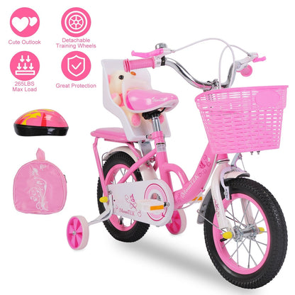 GemGear 16in carbon steel kid bike with pink basket and detachable training wheels on Tampa Home & Garden Store
