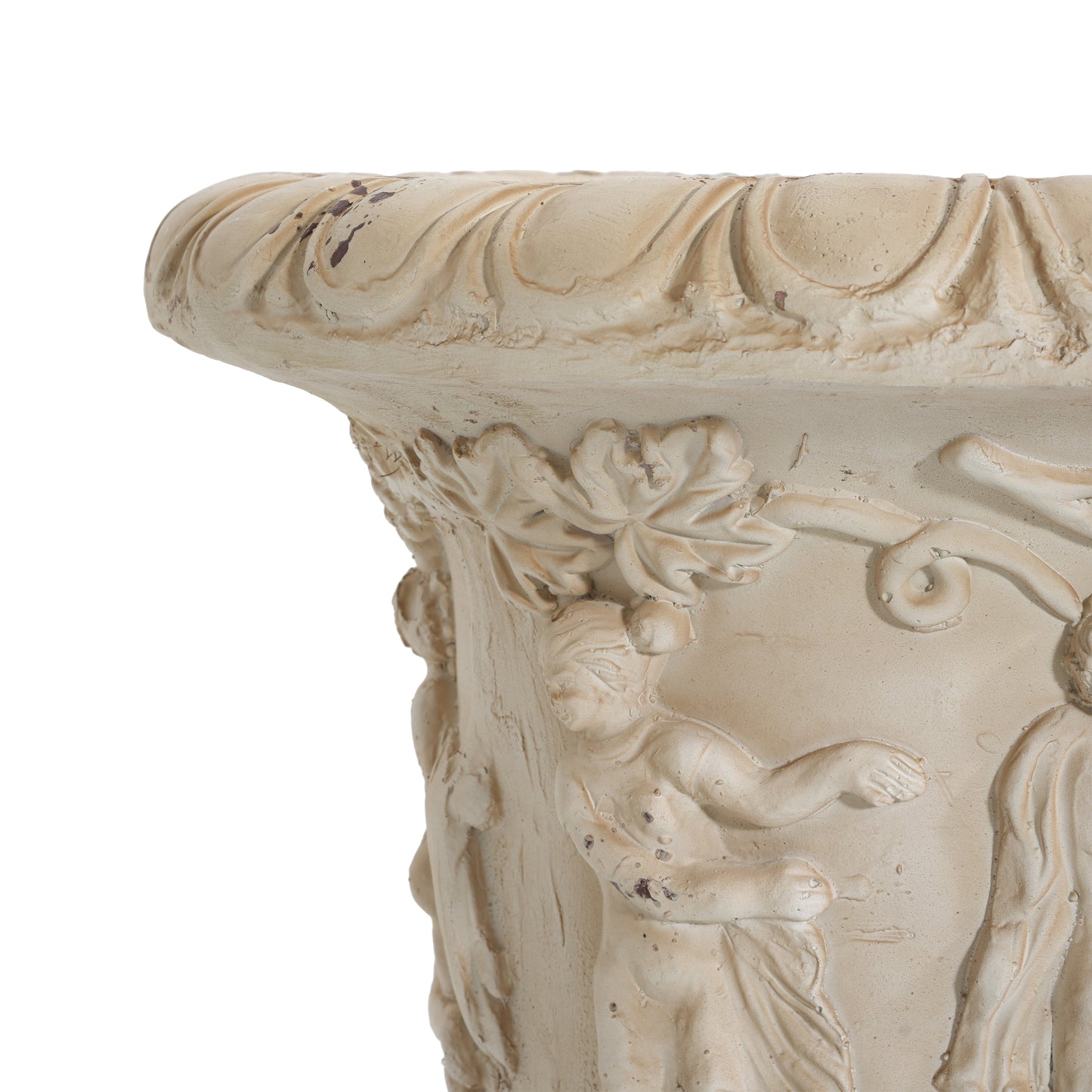 Garden Urn antique white with 27in height ornate carved floral scrolls by HouseOfZazla on Tampa Home & Garden Store