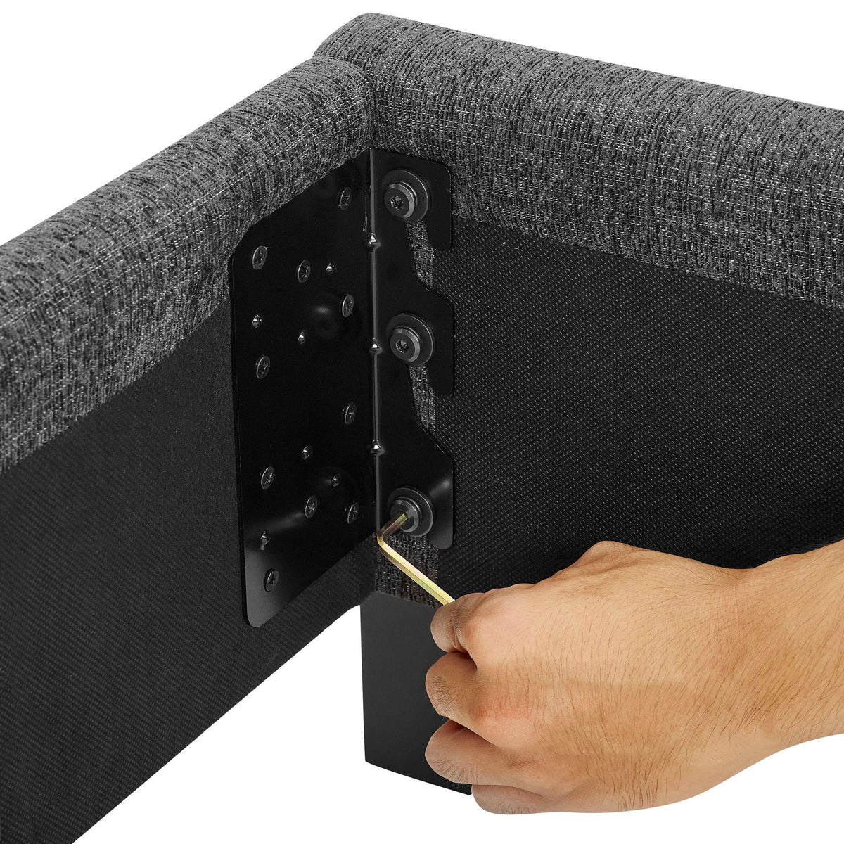 Platform Bed with Upholstered Headboard and Frame