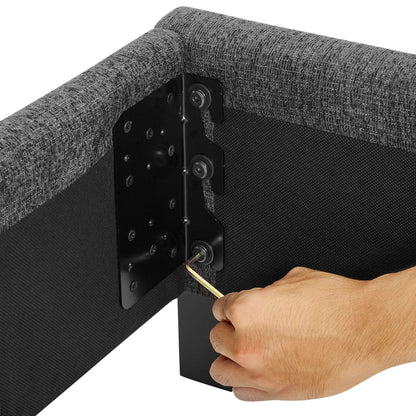 Platform Bed with Upholstered Headboard and Frame