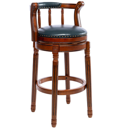 Wooden Bar Stool With a Cow Hide Swivel Seat Back