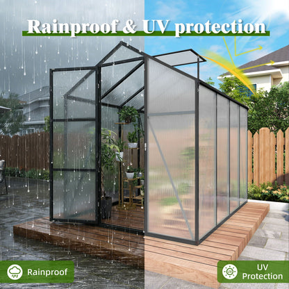 Greenhouse Windproof with raised base, black frame, polycarbonate panels by HouseOfZazla on Tampa Home & Garden Store