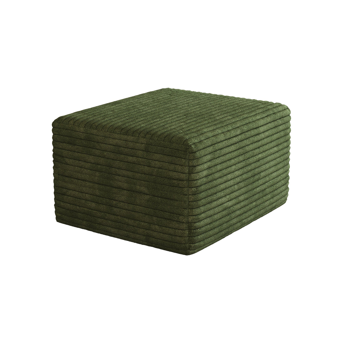 Green sofa ottoman in plush corduroy fabric, compact square design by HouseOfZazla on Tampa Home & Garden Store