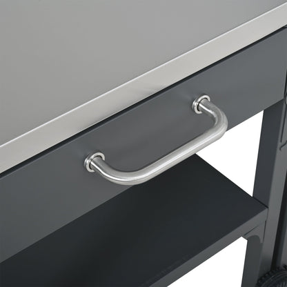 Outdoor Kitchen Cart Foldable Prep Station by HouseOfZazla with stainless steel handles gray panels on Tampa Home & Garden Store