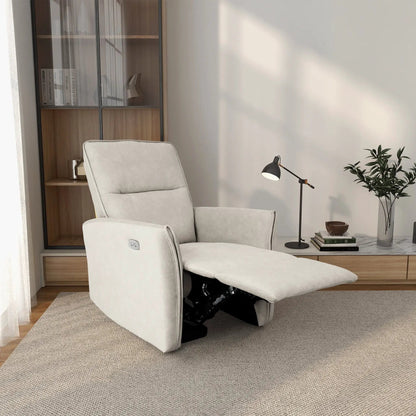Asheville suede recliner chair in light gray with extended footrest Unique Piece Furniture on Tampa Home & Garden Store