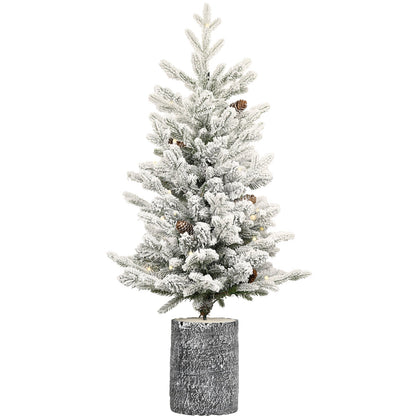 2ft flocked Christmas tree with pot base, white needles, pinecones, birch pedestal HouseOfZazla on Tampa Home & Garden Store