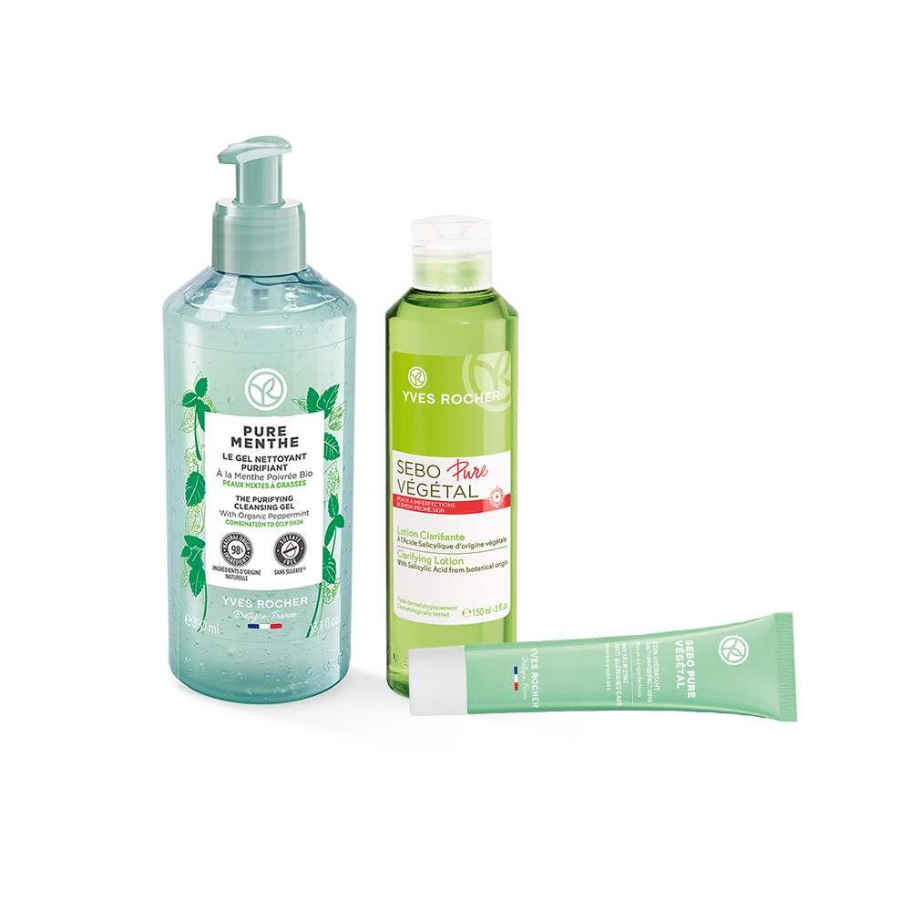 3-piece acne treatment set Yves Rocher Sebo Vegetal cleanser and Pure Menthe gel on Tampa Home & Garden Store