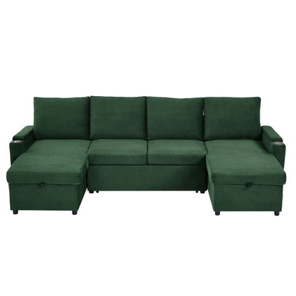 U Shaped Sectional Sofa Bed with Storage Chaise