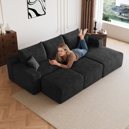 95 Inch Cloud Sectional Sofa And Two Ottomans