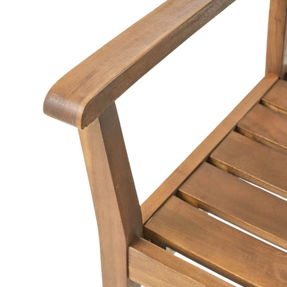 Stamford Dining Chairs set of 2, acacia wood outdoor armchairs with arms and slatted seat on Tampa Home & Garden Store