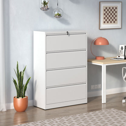 Premium white metal lateral file cabinet with lock, 4-drawer design on Tampa Home & Garden Store