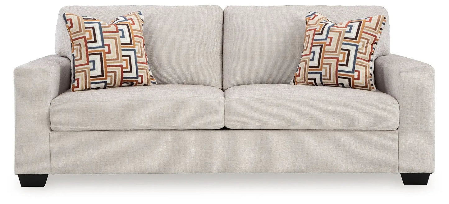 Aviemore sofa beige fabric with two geometric cushions by Unique Piece Furniture on Tampa Home & Garden Store