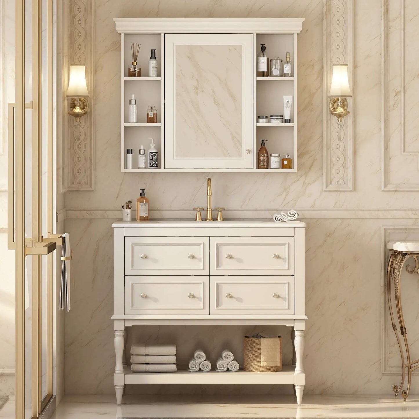 Bathroom Vanity With Medicine Cabinet and Drawers