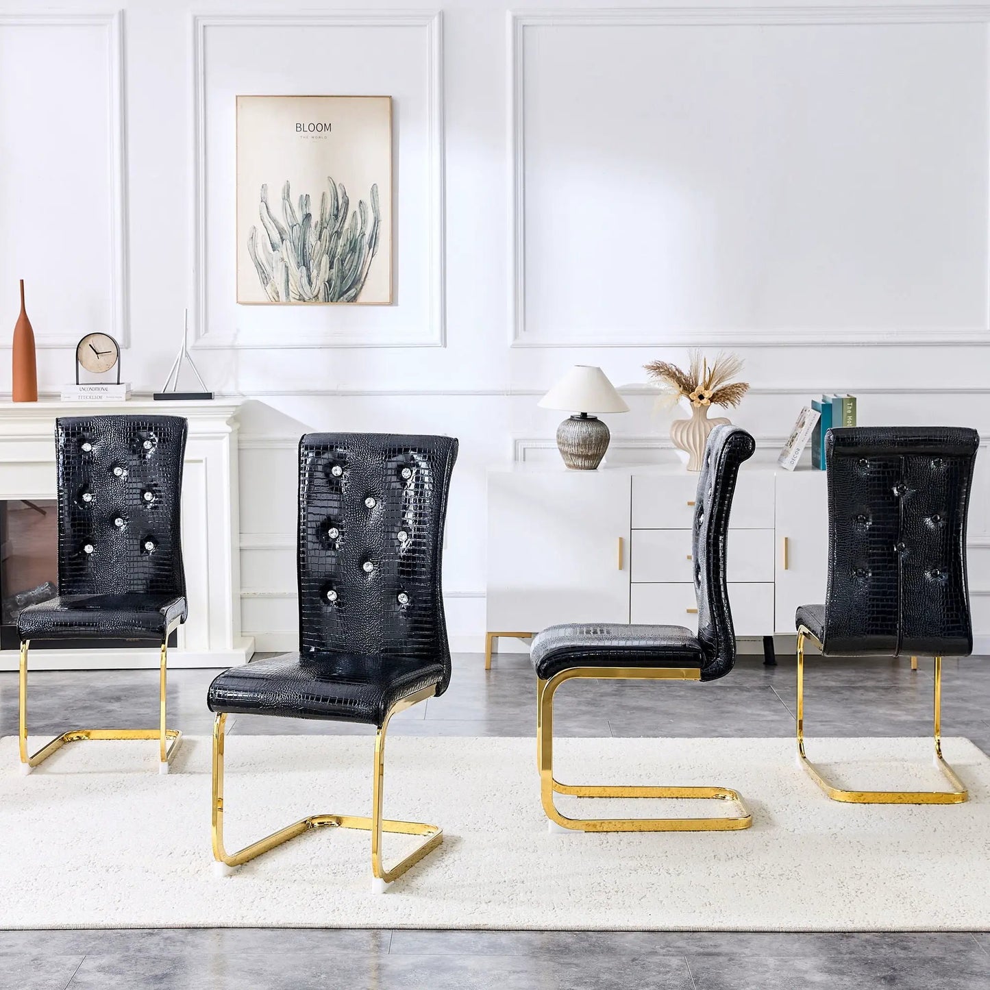 Elegant Faux Alligator Upholstered Dining Chairs