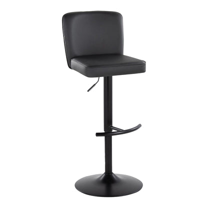 Contemporary adjustable barstool with swivel, black faux-leather and rounded T footrest on Tampa Home & Garden Store