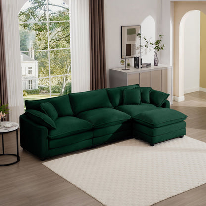 HouseOfZazla deep-green modular cushion sofa with ottoman, low back, 2-piece set on Tampa Home & Garden Store